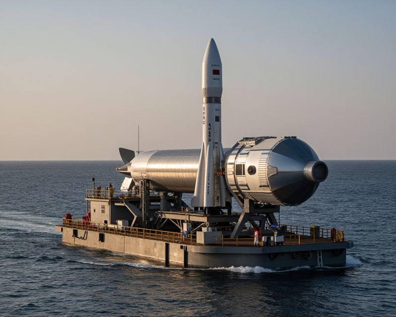 Space Rocket on Launch Barge