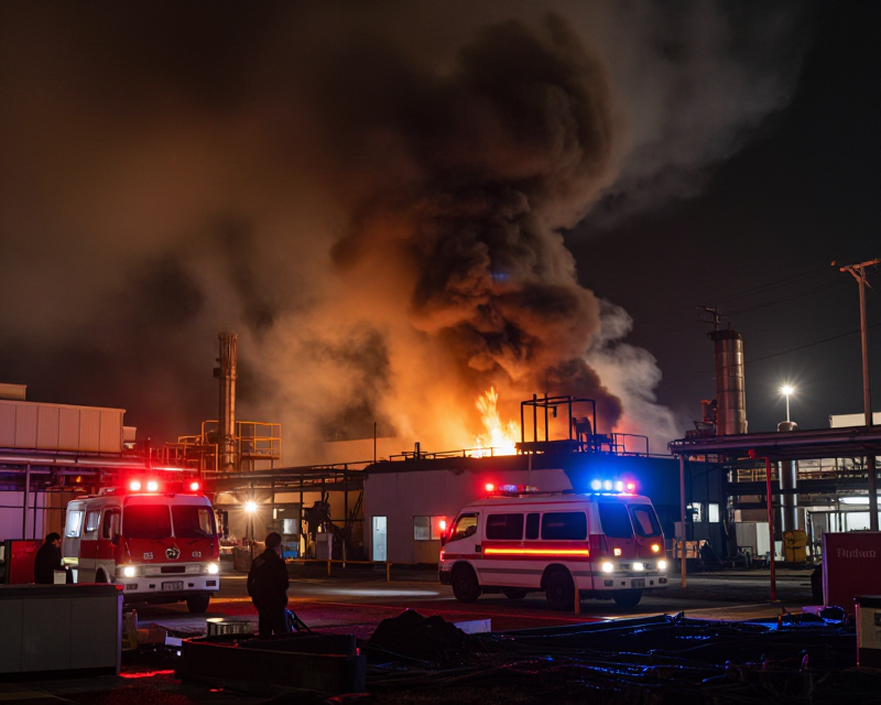 Industrial Fire Scene in Bucheon