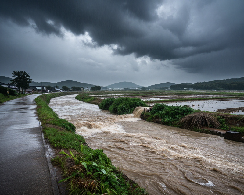 Flooded landscape in Andong